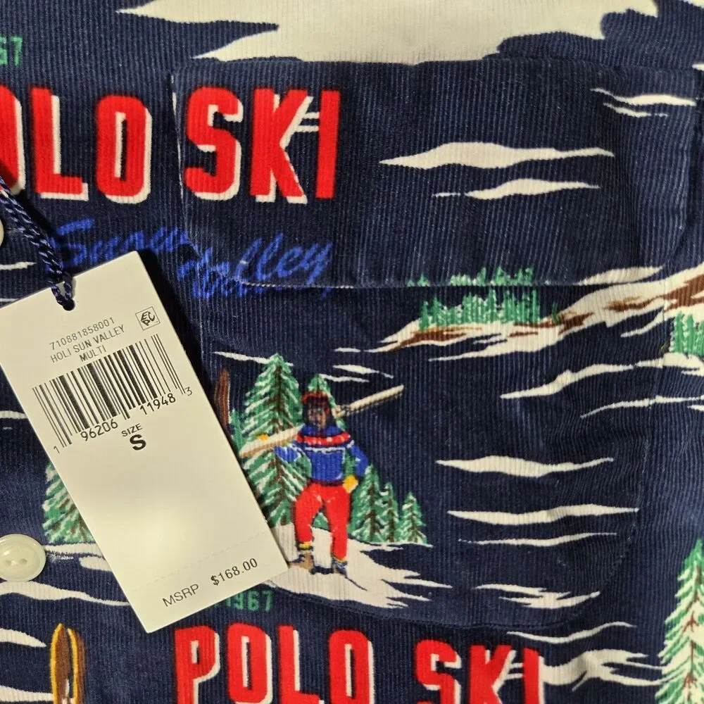 Polo Ralph Lauren Mens Small Corduroy 1967‎ Ski Christmas Shirt Hi Tech Snow S